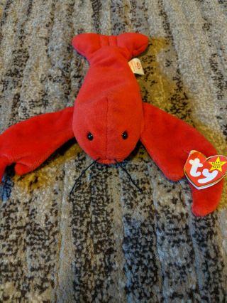 Retired 1993 Ty Beanie Babies Pincher The Lobster,  Pvc Style 4026 Mwmt Very Rare