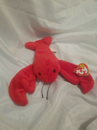 Ty Beanie Baby Pinchers The Lobster Retired 1993,  P.  V.  C Pellets,  Errors On Tag