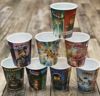 Complete Set Of 8 Mcdonald 2014 The Lego Movie Cups Holographic Happy Meal Cups