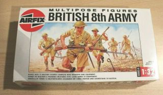 43 - 04580 Airfix 1/32 Scale Multipose Figures British 8th Army Plastic Model Kit