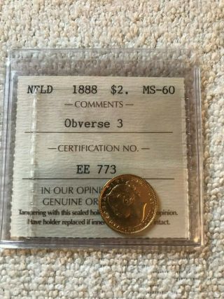 1888 Newfoundland $2 Gold Coin
