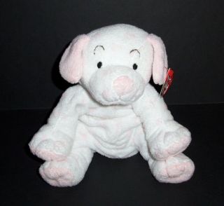 9 " Ty Pluffies Lovesy Pink Hearts Puppy Dog Plush Tylux 2004 Stuffed Animal