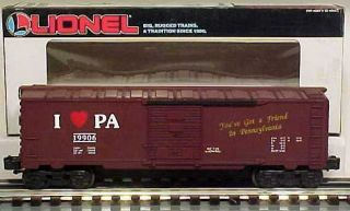 Lionel 6 - 19906 I Love Pennsylvania Boxcar Ln/box C7 318