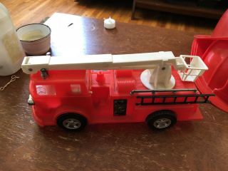 Vintage Processed Plastic American Lafrance Fire Truck With Bucket Ladder