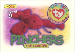 Ty Beanie Babies Bboc Card - Series 1 9 (silver) - Pinchers The Lobster