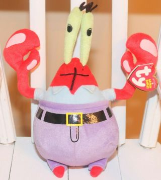 ❤️new Ty Beanie Baby Spongebob Squarepants Mr.  Krabs Crab 8” Plush Nwt❤️