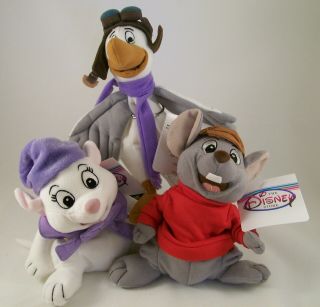 Disney Store " The Rescuers " Bernard Bianca &orville Plush Bean Bag Set Of 3 Nwt
