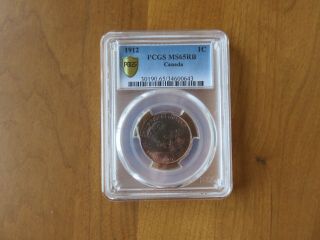1912 Canada Large Cent Pcgs Ms - 65 Rb