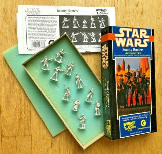 10 Boxed Star Wars Bounty Hunters 25mm Metal Miniatures,  West End Games
