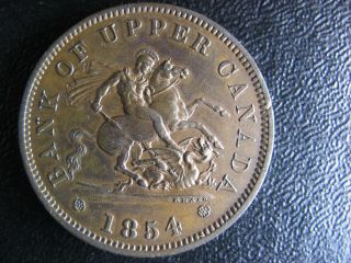 Pc - 6c2 One Penny 1854 Token Crosslet 4 Bank Of Upper Canada Breton 719