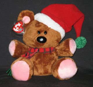 Ty Pooky The Bear Beanie Buddy With Santa Hat - With Tags