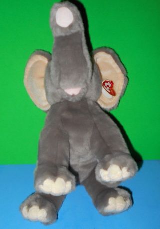 Collectible Classic Ty Gray Elephant Quake Plush Beanie Buddy Stuffed Mwmts 11 "