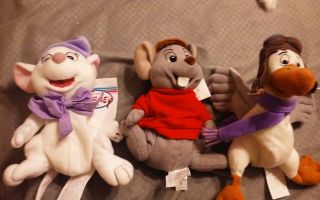 The Rescuers.  Bianca,  Orville,  Bernard.  8 " Disney Plush Set W/tags