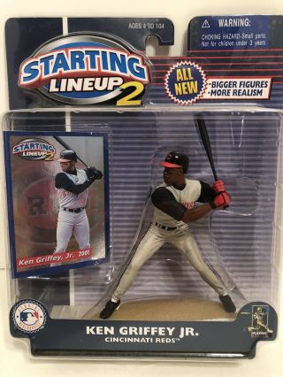 2001 Ken Griffey Jr Starting Lineup 2 Baseball Figure Card Toy Cincinnati Reds