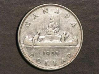 Canada 1945 1 Dollar Silver Crown Vf