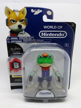 World Of Nintendo Starfox Slippy Toad Figure 4 " Inch Line Jakks 2015 W/ Wear