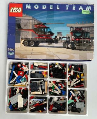Lego 5590 Model Team Whirl N’ Wheel Airport Helicopter Semi - Truck Incomplete Set
