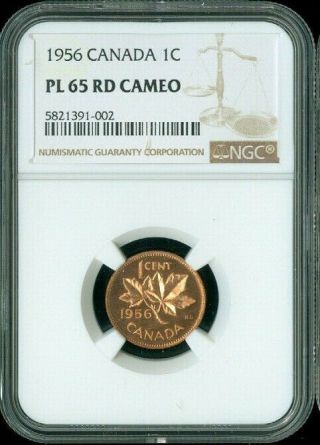1956 Canada 1 Cent Ngc Pl65 Rd Cameo Deal