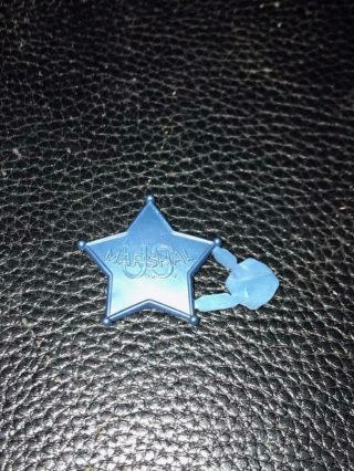 Miniature Cracker Jack Us Marshall Badge - Blue Plastic 1960s.