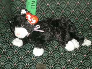 Ty Beanie Baby Booties (laying) Black Cat Mwmt Retired Vhtf Dob:3/26/02