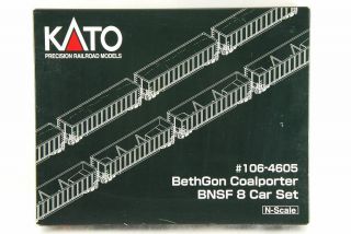 Kato N Scale 106 - 4605 Bethgon Coalporter Bnsf 8 Car Set Made In Japan