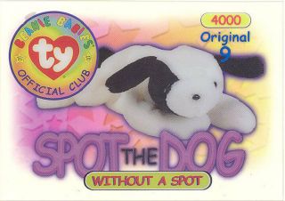 Ty Beanie Babies Bboc Card - Series 1 9 (blue) - Spot The Dog (no Spot)