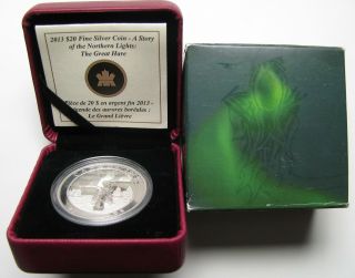 2013 Proof $20 Story Northern Lights 1 - Great Hare Canada 1oz.  9999 Silver