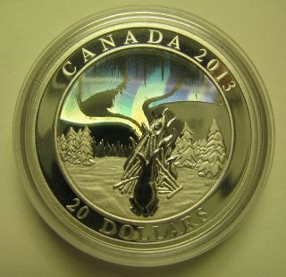 2013 Proof $20 Story Northern Lights 1 - Great Hare Canada 1oz.  9999 silver 2