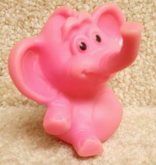 Vintage Crest Toothpaste Premium Toy Zoo Animal Finger Puppet Pink Elephant