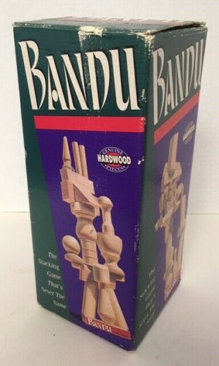 1991 Bandu Solid Wood Stacking Game Milton Bradley Hardwood Vintage