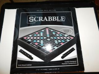 Scrabble Deluxe Onyx Edition,  Wooden Board Game,  Euc