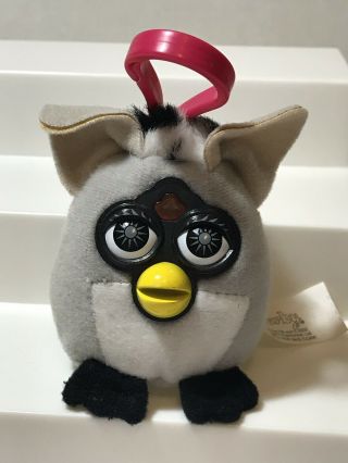 Mcdonald’s Furby Keychain Backpack Clip Plush Toy Black Gray Zebra