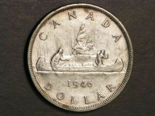 Canada 1946 1 Dollar Silver Crown Xf