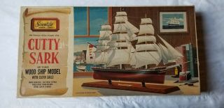 Scientific Wood Ship Model Cutty Sark Complete W/ Cloth Sails & Metal Fittings