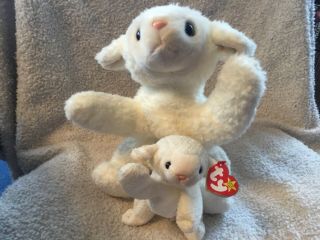 Fleece The Lamb Retired Ty Beanie Baby And Buddy Set Mwmt Collectible