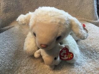 Fleece The Lamb Retired Ty Beanie Baby and Buddy Set MWMT Collectible 3