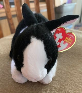 Checkers Black And White Dutch Rabbit Retired Ty Beanie Babie Easter Bunny 41142