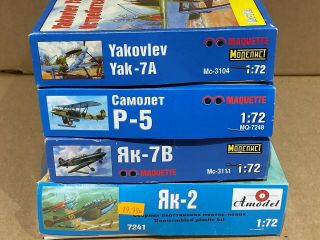Maquette & Amodel 1/72 Ww2 Soviet Aircraft Kits X 4,  Various.