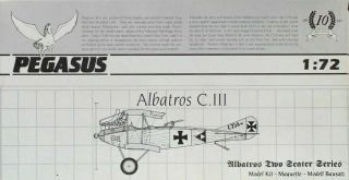 Pegasus 1/72 Albatros C.  Iii Wwi Ww1 German 2 Seater 4008u Vhtf