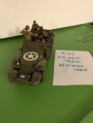 Built 1/35 Wwii Us M3 Half Track W/ Mortar Crew Painted Detailed