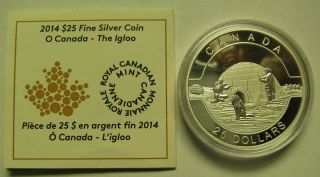 2014 Proof $25 O Canada 1 - The Igloo 1oz.  9999 Silver Coin & Only
