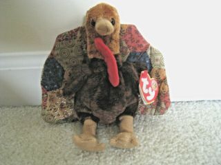 Ty,  Feastings Turkey Beanie,  2007 Exclusive Beanie Baby Of The Month Issue.  Mint/tp