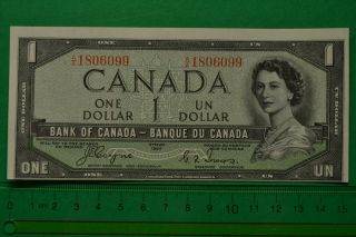 Bank Of Canada 1954 $1 Note Aa1806099 Famous Devils Face Variety One Dollar Bill