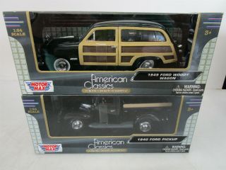 2 Motor Max Die Cast American Classics 1:24 1949 Ford Woody Wagon 1940 Pickup