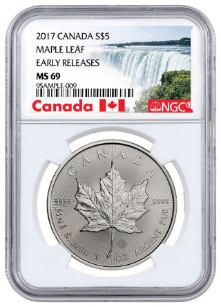 2017 Canada $5 1 Oz Silver Maple Leaf Ngc Ms69 Er Exclusive Label Sku44176