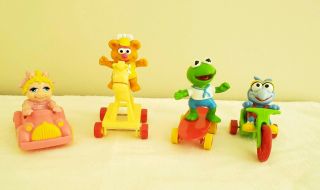 Vintage Mcdonalds Muppet Babies Kermit Miss Piggy Gonzo Fozy Bear Push Toys