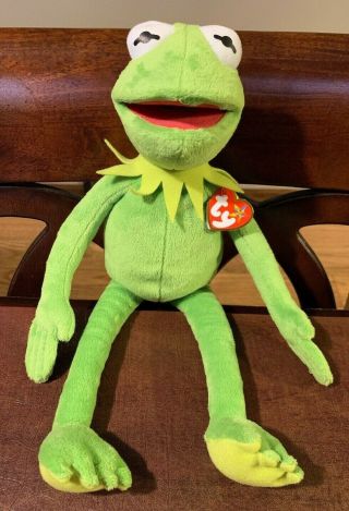 16 " Ty Beanie Buddy Plush Kermit The Frog The Muppets Disney 2015