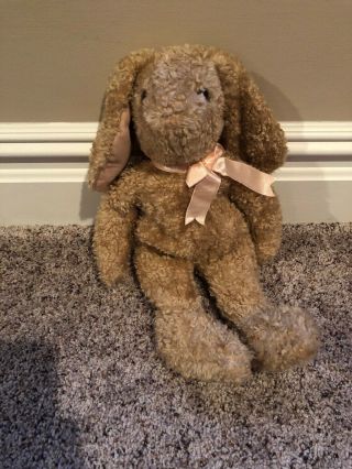 Vtg Retired Ty Curly Plush Tan Rabbit Classic Bunny 18” Large Beanie Baby 1991