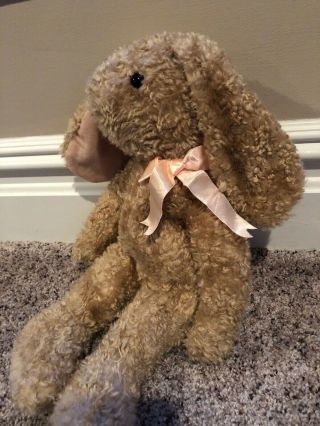 Vtg RetireD TY Curly Plush Tan Rabbit Classic Bunny 18” Large Beanie Baby 1991 2