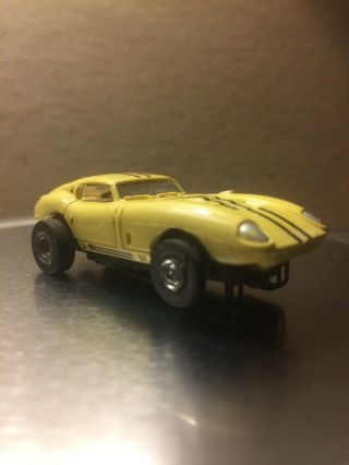 Vintage 60’s Aurora Ho Slot Car T Jet - Cobra Gt - Yellow W/ Chassis